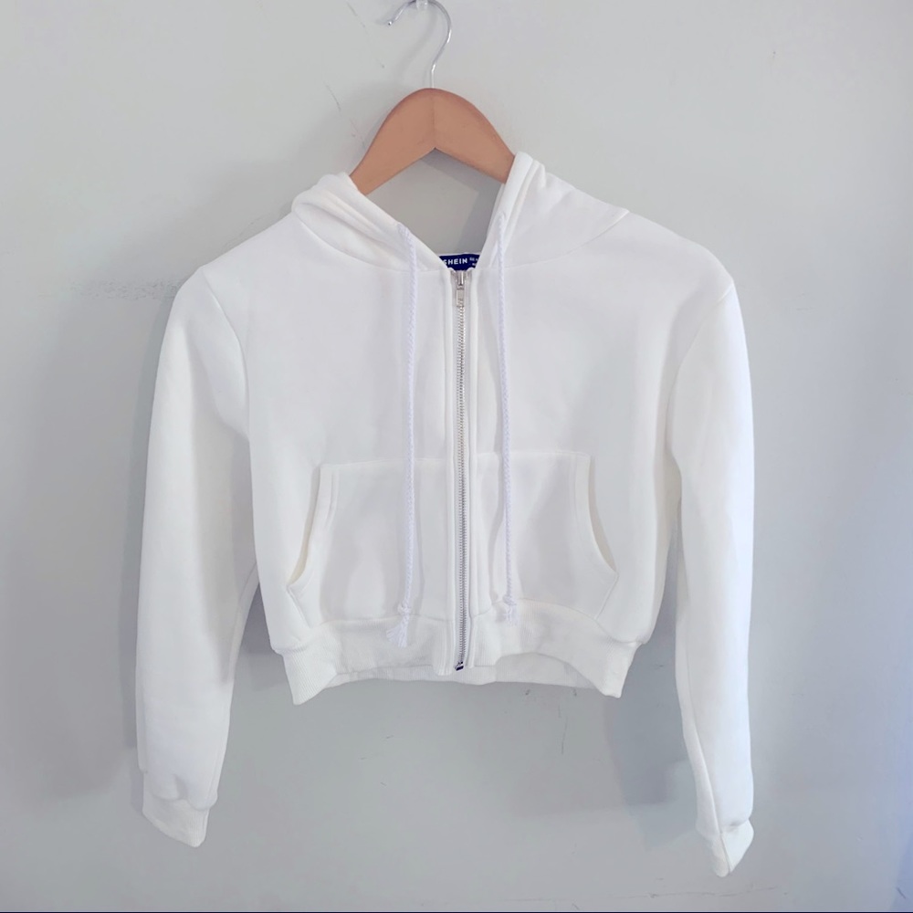 SHEIN White Cropped Hoodie